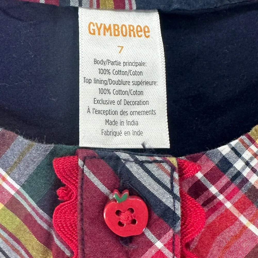 Gymboree‎ Plaid Poplin Babydoll Dress - Apple Orchard - Girls 7 School Apples